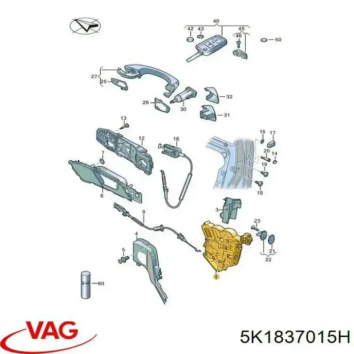 Cerradura 5K1837015H VAG