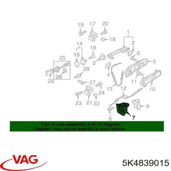 Cerradura de puerta trasera izquierda VAG 5K4839015 precio, desde 45,01 EUR