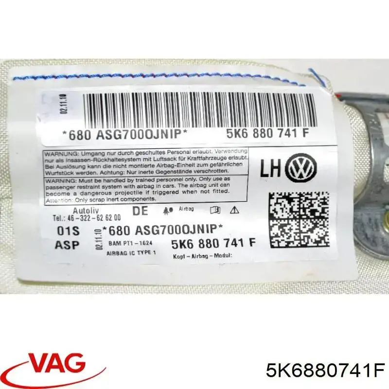 Comprar 5K6880741F VAG Airbag de cortina lateral izquierda