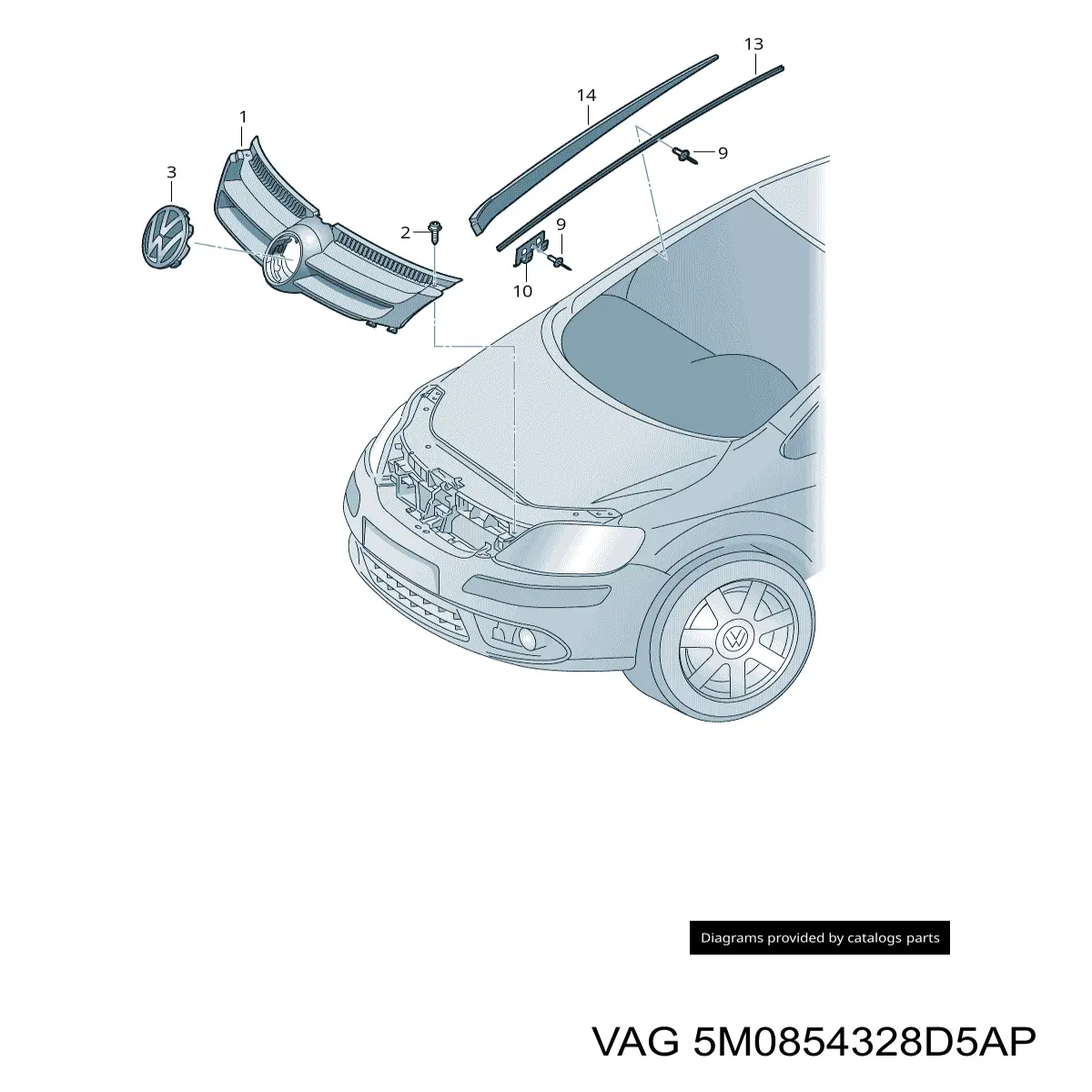 Moldura derecha del parabrisas VAG 5M0854328D5AP precio, desde 61,09 EUR