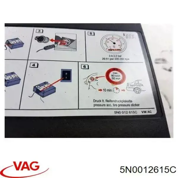 5N0012615C VAG compresor de inflado de neumaticos