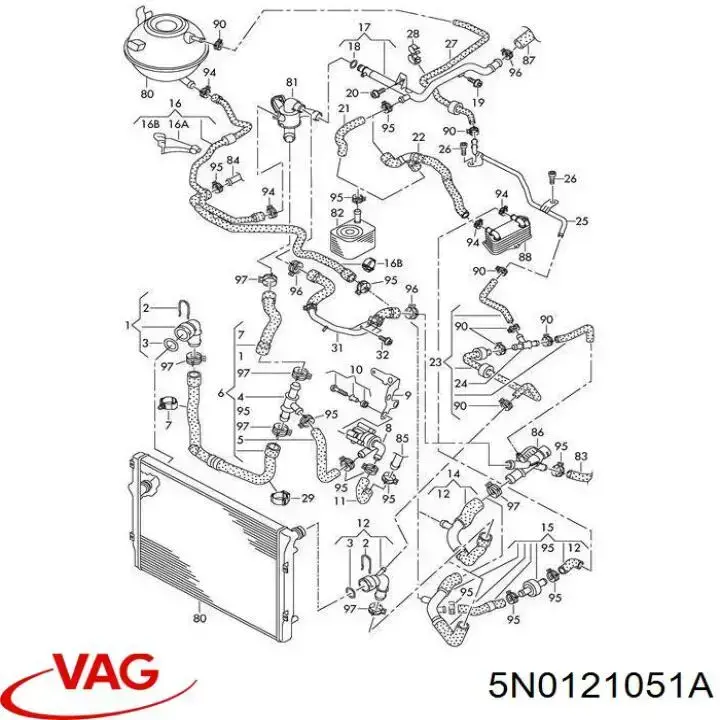 5N0121051A VAG Manguera de refrigeración
