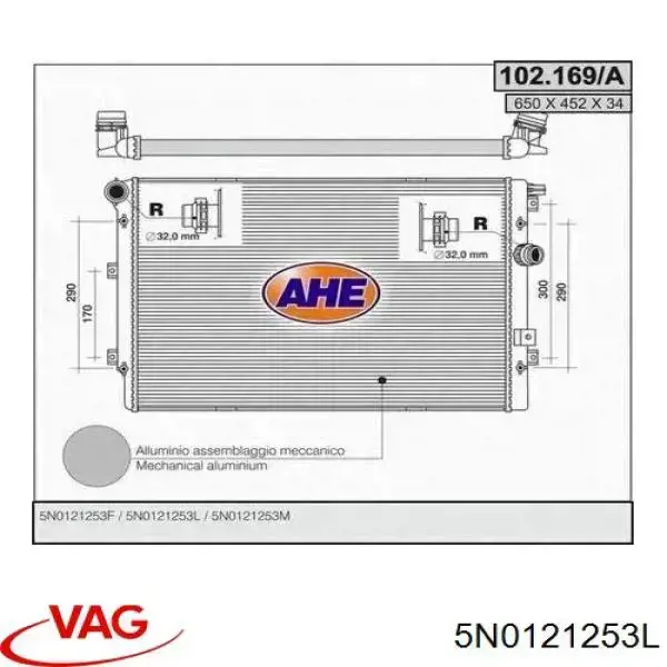 Radiador 5N0121253L VAG