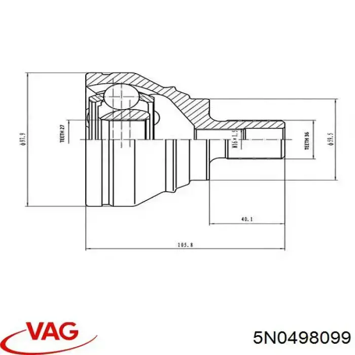 Junta homocinética exterior delantera VAG 5N0498099 precio, desde 54,07 EUR