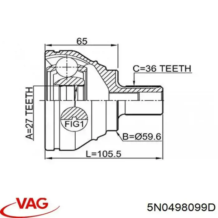 Junta homocinética exterior delantera VAG 5N0498099D precio, desde 306,19 EUR
