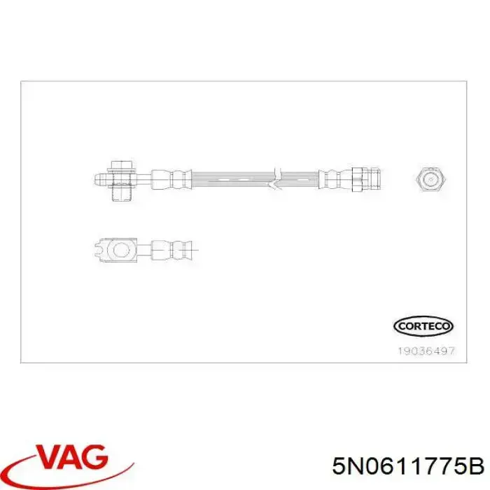 Latiguillo de freno trasero 5N0611775B VAG