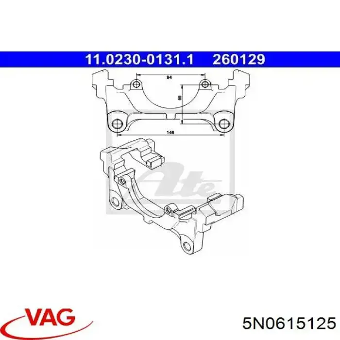 5N0615125 VAG Soporte, pinza de freno delantera
