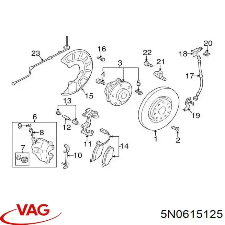 Soporte de la pinza de freno delantera VAG 5N0615125 precio, desde 43,07 EUR