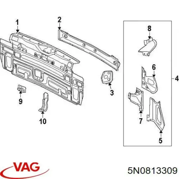 Panel trasero del maletero VAG 5N0813309 precio, desde 156,04 EUR