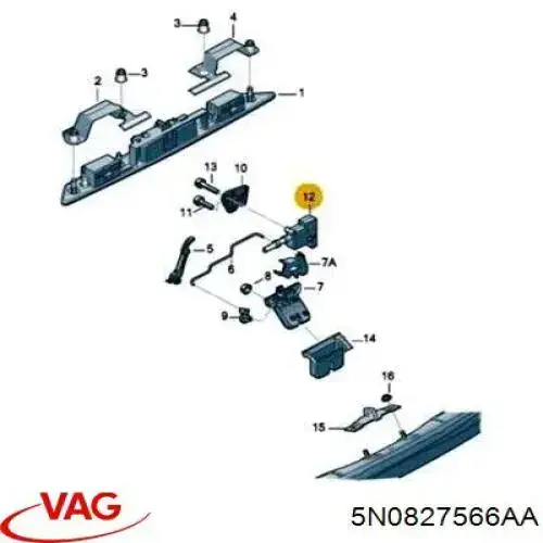 Botón de accionamiento del cierre de la tapa del maletero (puerta trasera 3/5) 5N0827566AA VAG