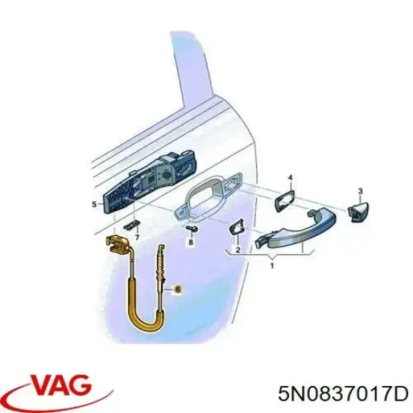 Cable de apertura de cerradura de puerta delantera 5N0837017D VAG