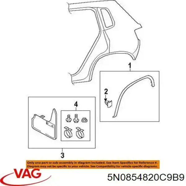 Comprar 5N0854820C9B9 VAG Extensión de la aleta trasera derecha