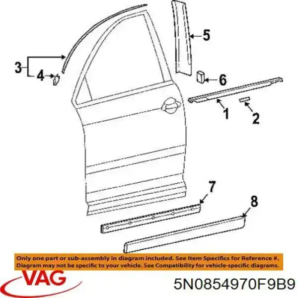 Extensión de la aleta delantera derecha VAG 5N0854970F9B9 precio, desde 185,44 EUR
