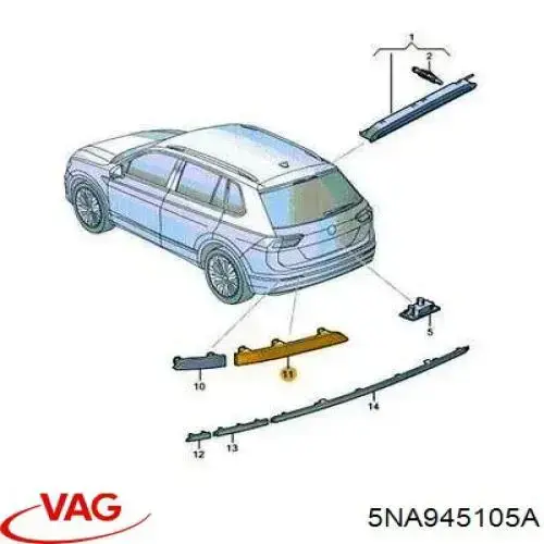 Reflector trasero izquierdo del parachoques VAG 5NA945105 precio, desde 23,84 EUR