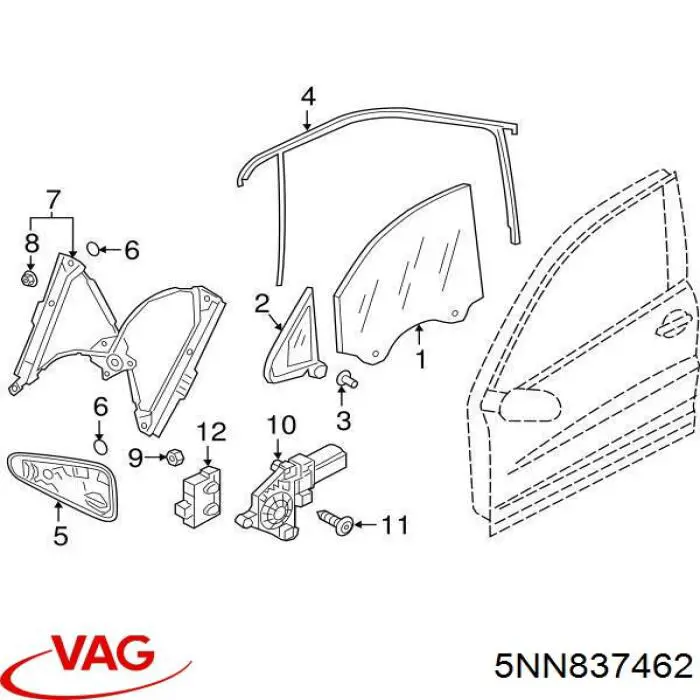 Mecanismo de elevalunas, puerta delantera derecha Volkswagen Tiguan Allspace (BW)