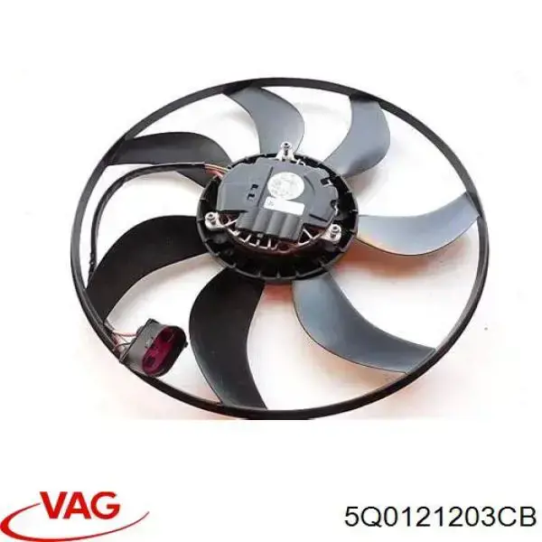 5Q0121203CB VAG difusor de radiador, ventilador de refrigeración, condensador del aire acondicionado, completo con motor y rodete