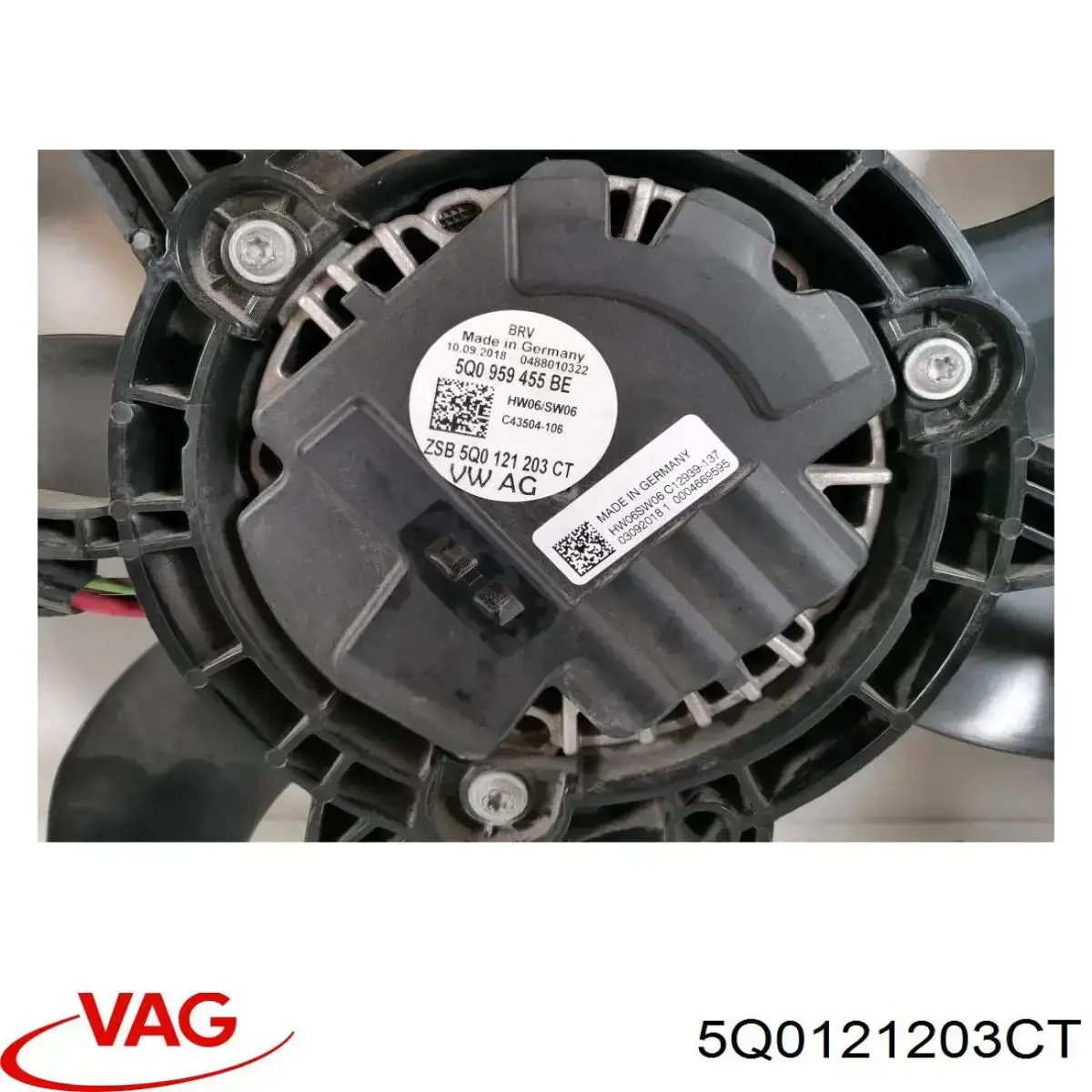 5Q0121203BK VAG difusor de radiador, ventilador de refrigeración, condensador del aire acondicionado, completo con motor y rodete