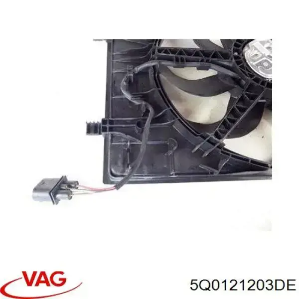 5Q0121203DE VAG difusor de radiador, ventilador de refrigeración, condensador del aire acondicionado, completo con motor y rodete