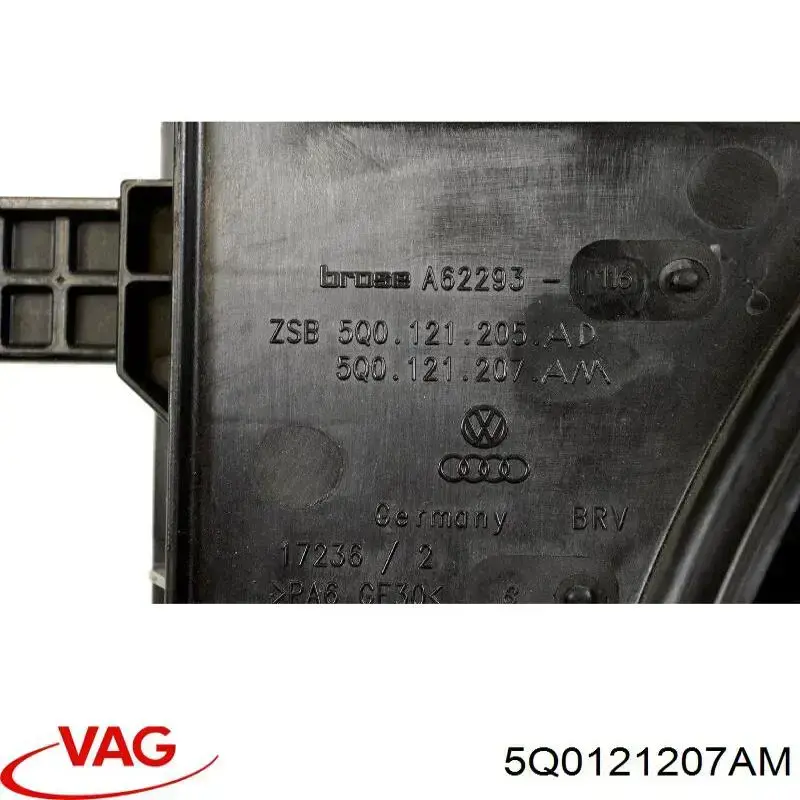 5Q0121207AM VAG difusor de radiador, ventilador de refrigeración, condensador del aire acondicionado, completo con motor y rodete