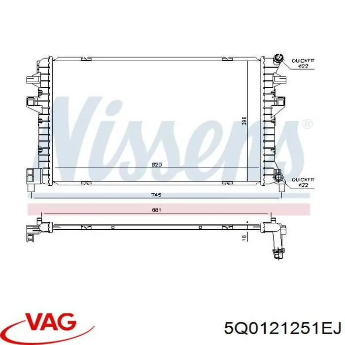 Comprar 5Q0121251EJ VAG Radiador adicional de refrigeración del motor