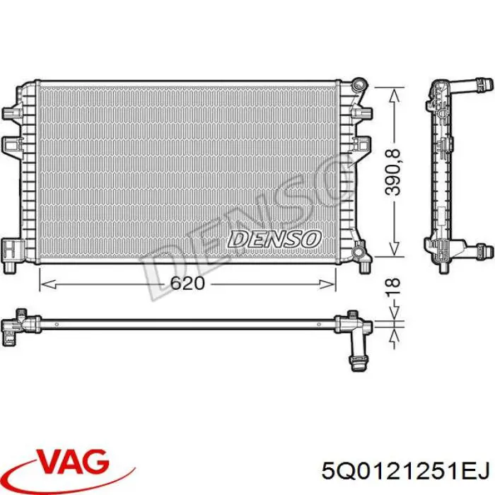 5Q0121251EJ VAG radiador, refrigeración del motor adicional