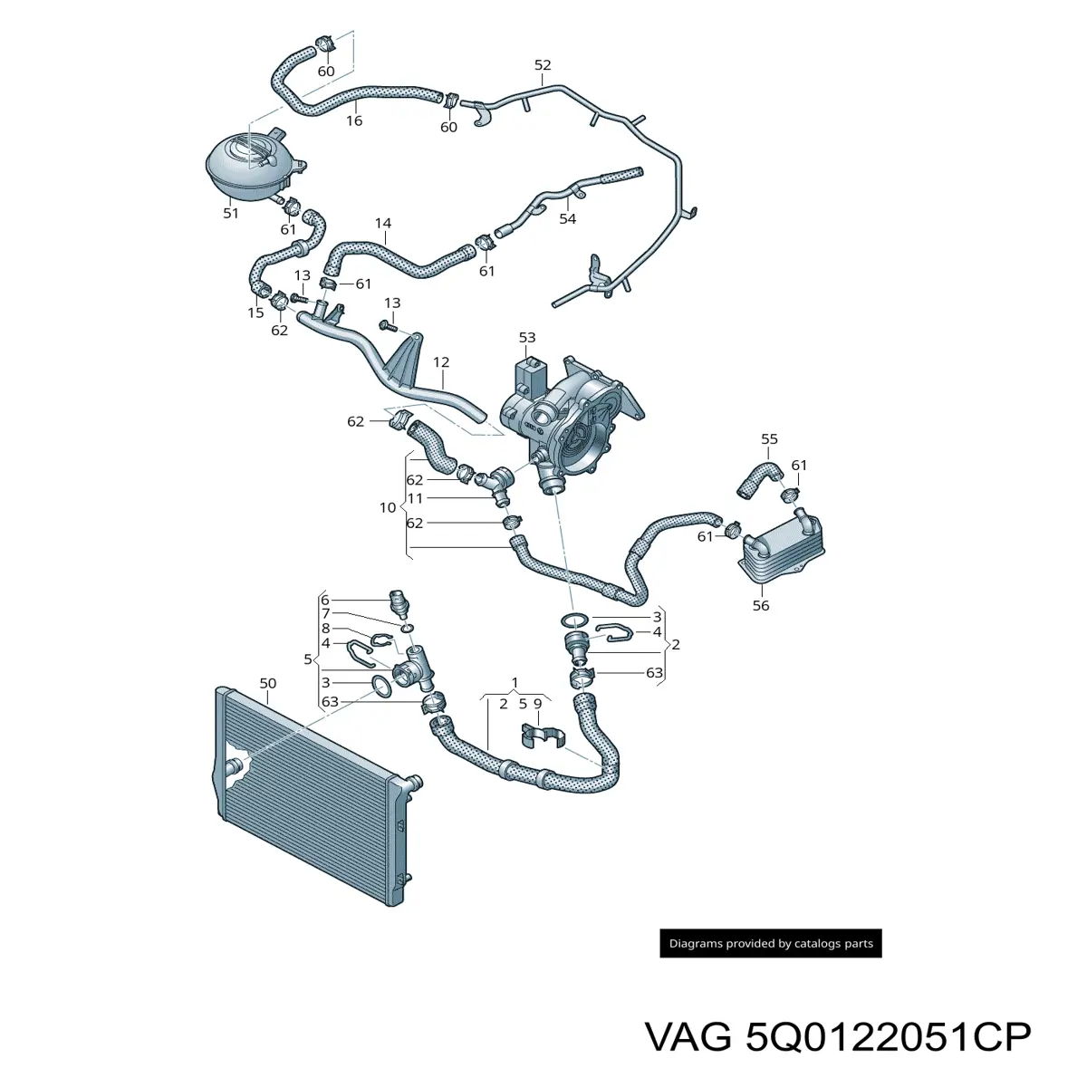 Comprar 5Q0122051CP VAG Manguera inferior del radiador