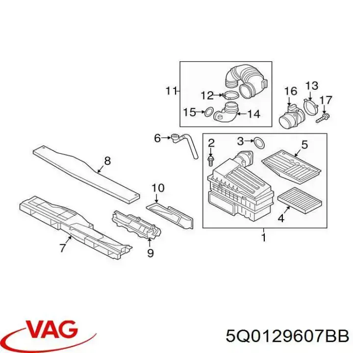 Caja del filtro de aire 5Q0129607BB VAG