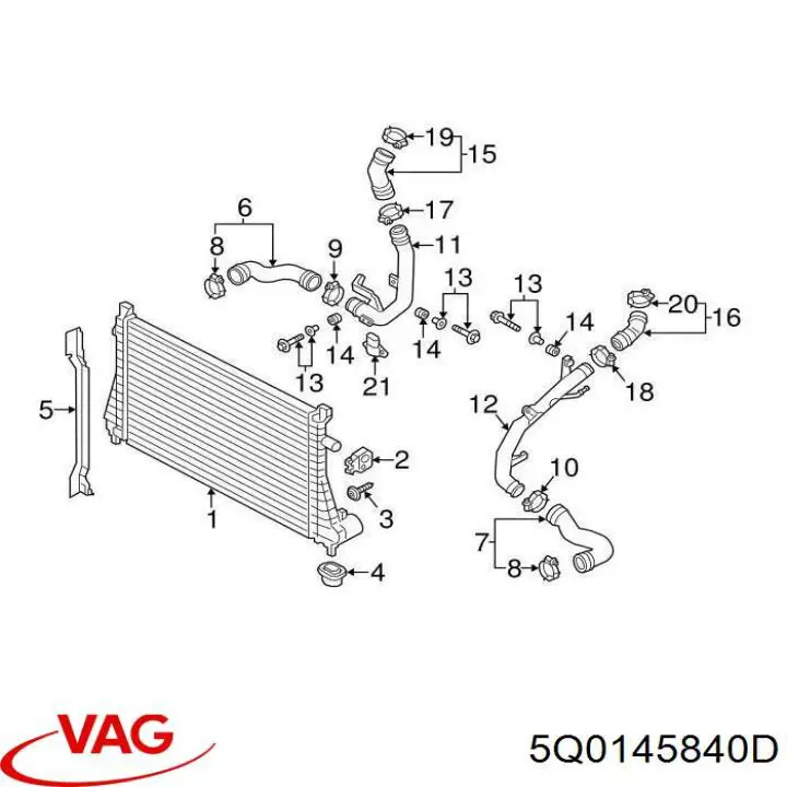 Manguera del intercooler VAG 5Q0145840D precio, desde 86,28 EUR