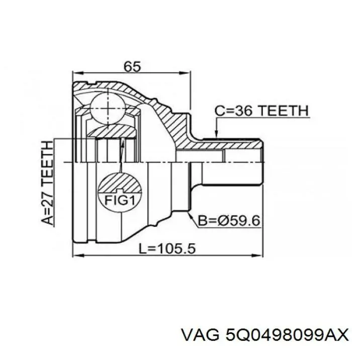 Junta homocinética exterior delantera VAG 5Q0498099AX precio, desde 267,52 EUR