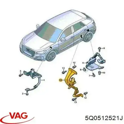 Sensor de nivel de carrocería trasero izquierdo VAG 5Q0512521J