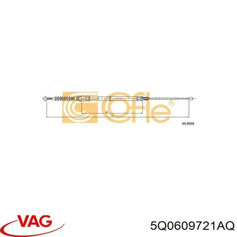 Cable de freno de mano trasero derecho/izquierdo para Skoda Octavia (A7, 5E5)