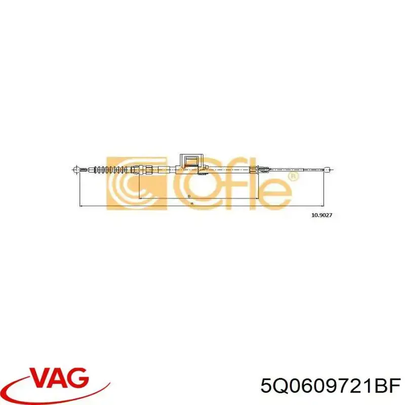 5Q0609721BF VAG cable de freno de mano trasero derecho/izquierdo