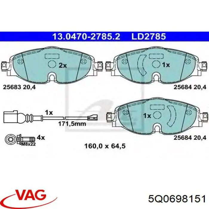 Pastillas de freno delanteras Volkswagen Tiguan 1 5N1, 5N2