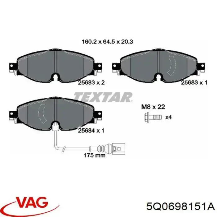 Pastillas de freno delanteras Volkswagen Tiguan 1 5N1, 5N2