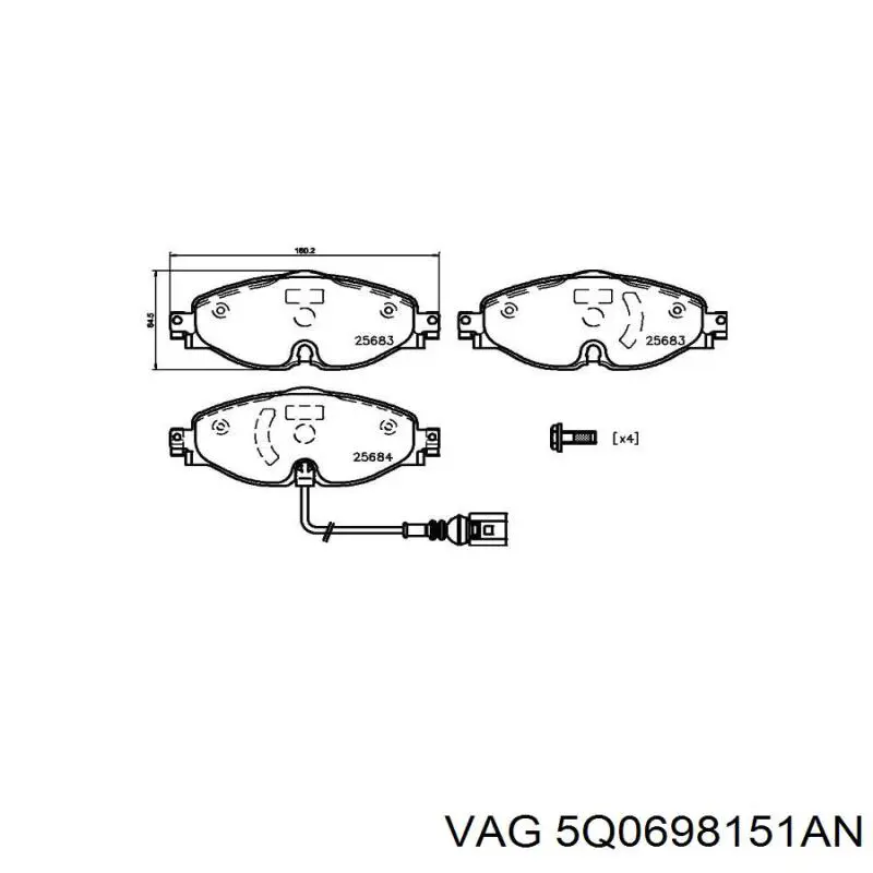 5Q0698151AN VAG Pastillas delanteras