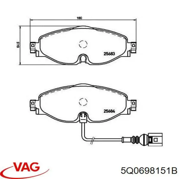 Pastillas de freno delanteras Volkswagen Tiguan 1 5N1, 5N2