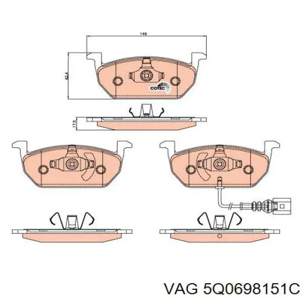 Comprar 5Q0698151C VAG Pastillas delanteras de freno