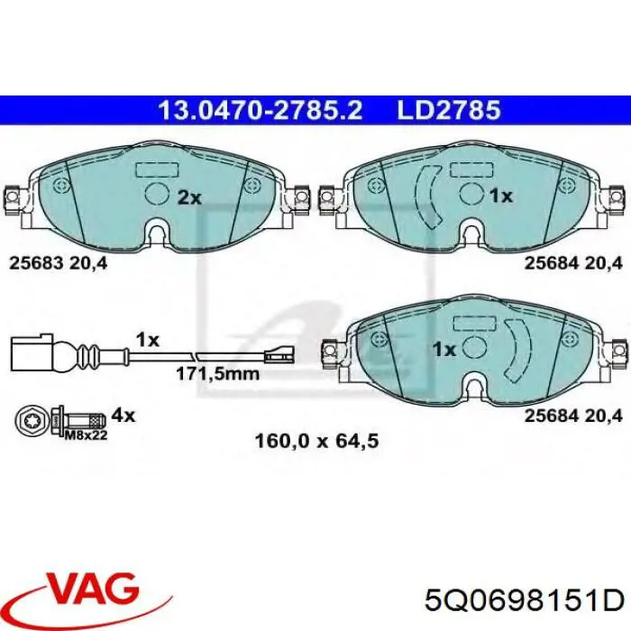 Pastillas de freno delanteras Volkswagen Tiguan 1 5N1, 5N2