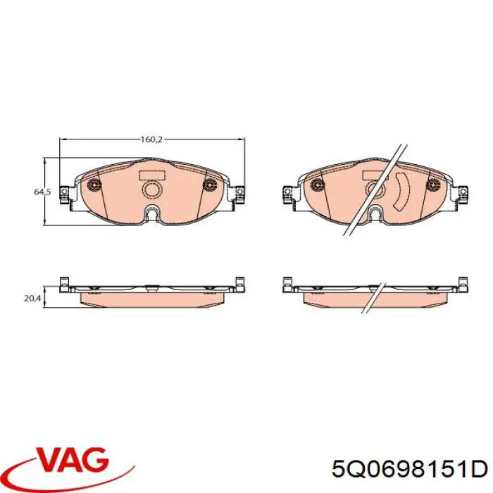 Pastillas de freno delanteras Volkswagen Tiguan 1 5N1, 5N2