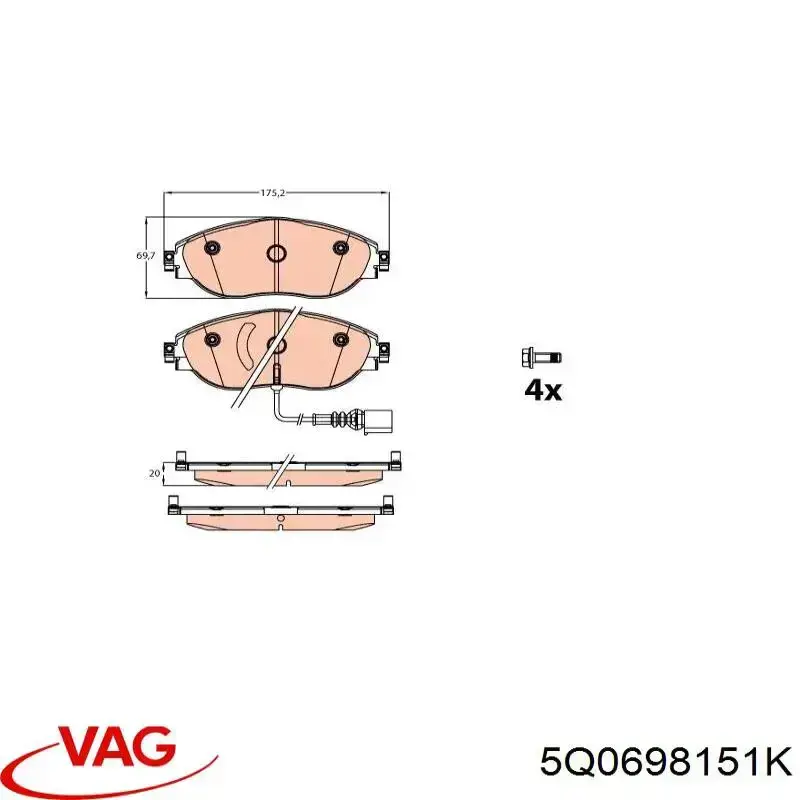 Comprar 5Q0698151K VAG Pastillas delanteras de freno