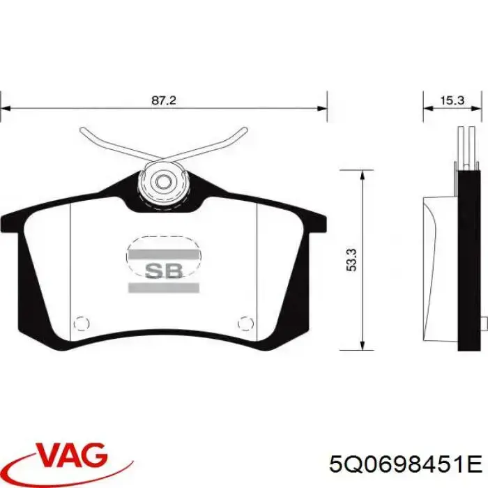 Pastillas de freno traseras 5Q0698451E VAG