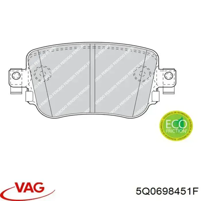 Pastillas de freno traseras 5Q0698451F VAG