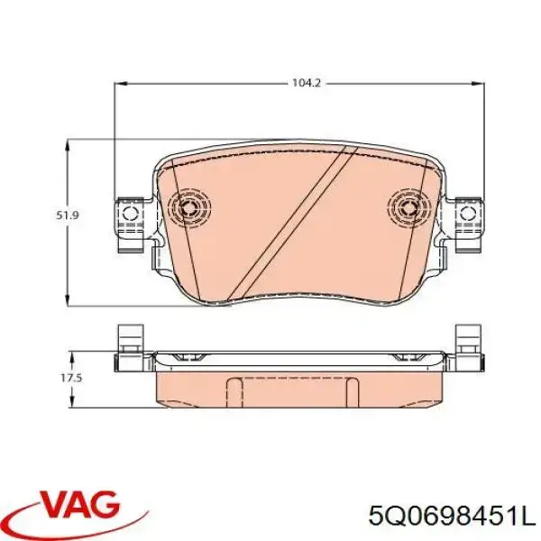 Pastillas de freno traseras Volkswagen Caddy 4 SAB, SAJ