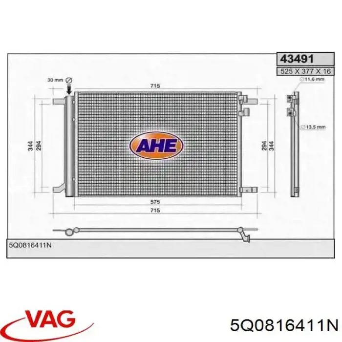 Aire acondicionado capacitor VAG 5Q0816411N precio, desde 97,86 EUR