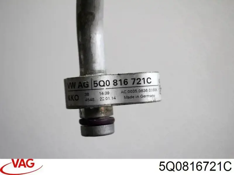 5Q0816721C VAG tubería de alta presión, aire acondicionado, de compresor aire acondicionado a condensador