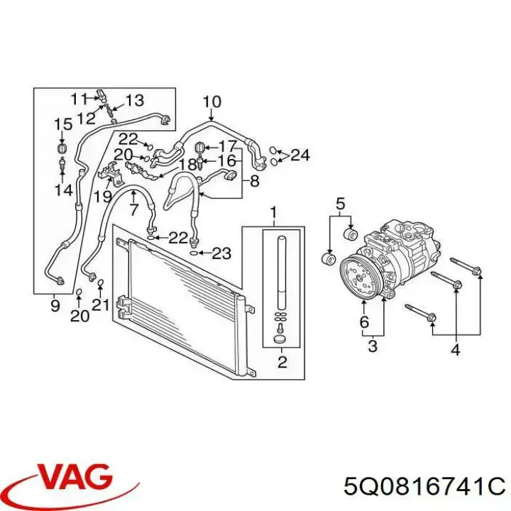 5Q0816741C VAG tubería de baja / alta presión, aire acondicionado, de condensador a evaporador