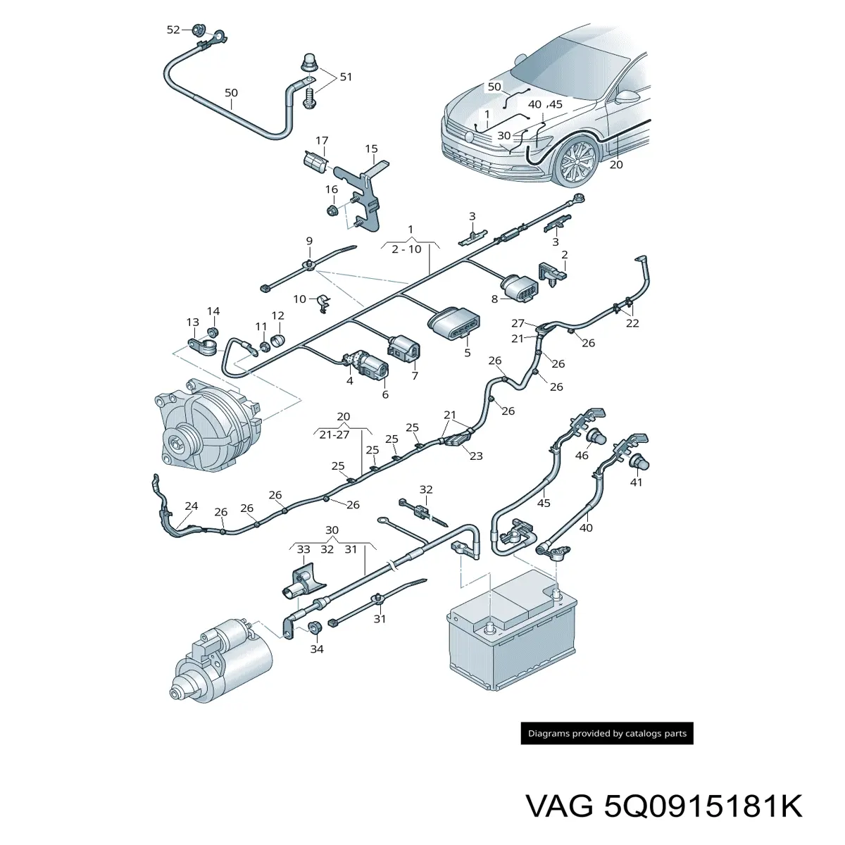 5Q0915181K VAG Cable de masa de batería