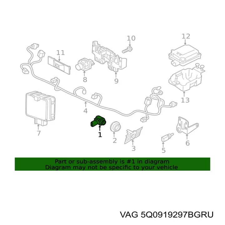 5Q0919297BGRU VAG sensor de alarma de estacionamiento(packtronic Parte Delantera/Trasera)