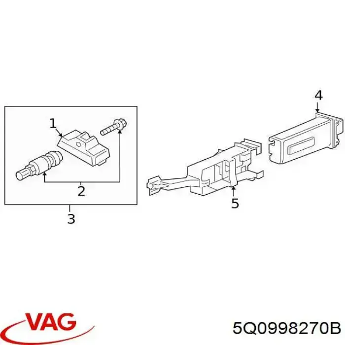 Sensor de presión de neumáticos 5Q0998270B VAG