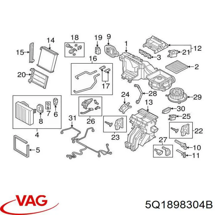 Caja de calefacción completa VAG 5Q1898304 precio, desde 263,21 EUR